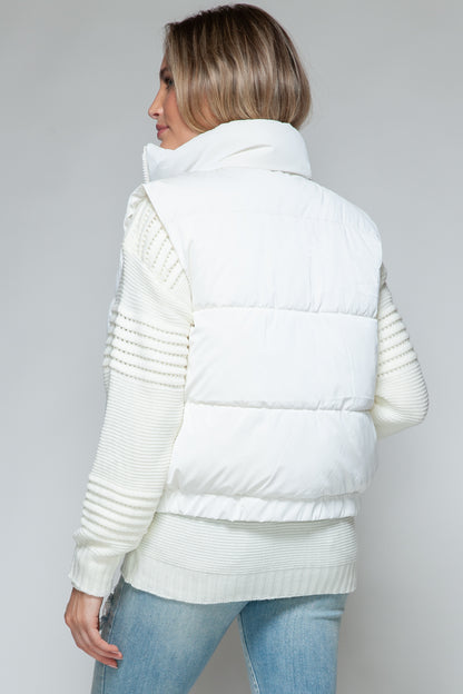 Off White Fine Faux Fur Lining Quilted Vest - Tigbul's Variety Fashion Shop