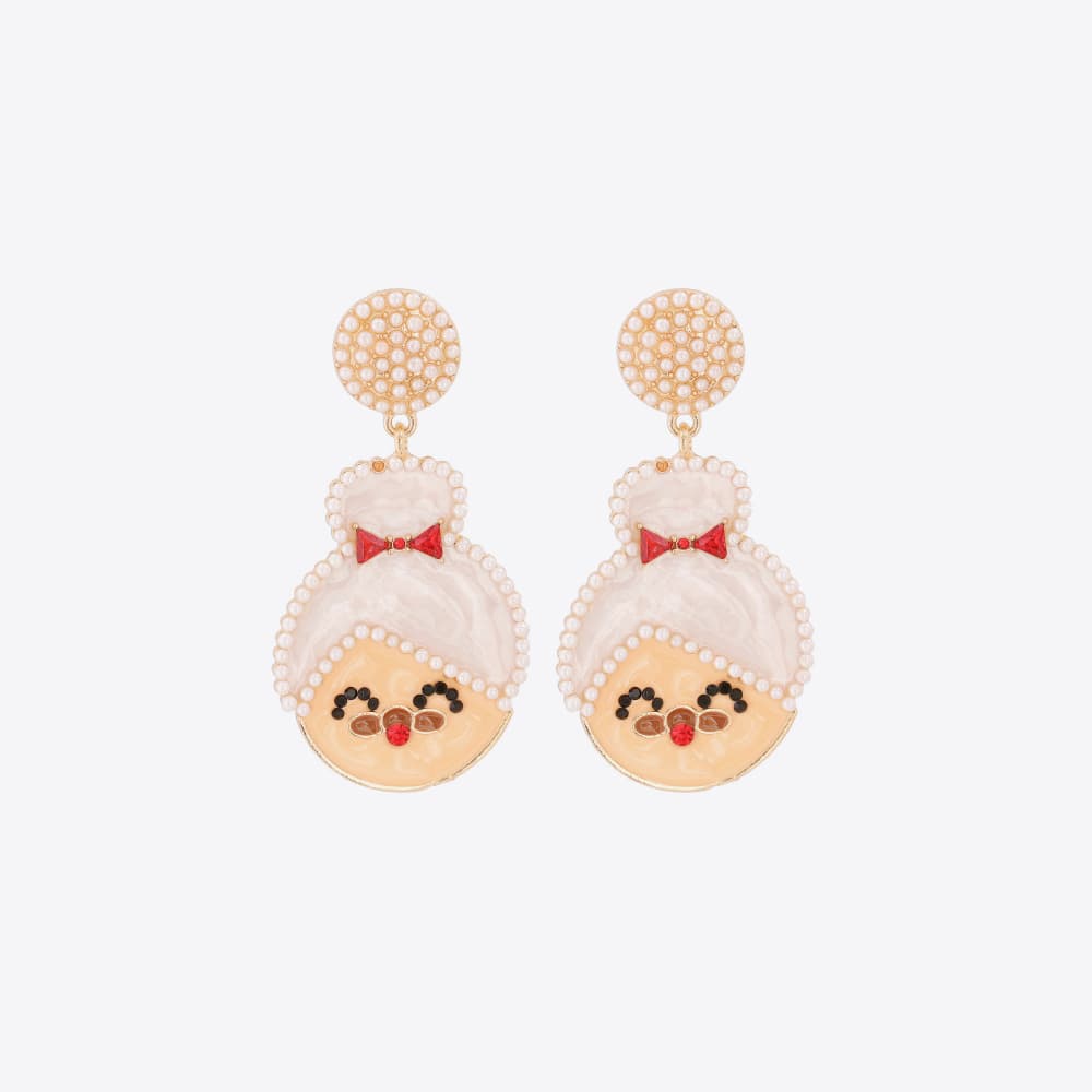 Rhinestone Alloy Mrs. Claus Earrings - Tigbul's Variety Fashion Shop