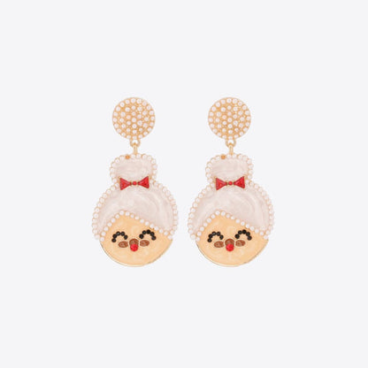 Rhinestone Alloy Mrs. Claus Earrings - Tigbul's Variety Fashion Shop