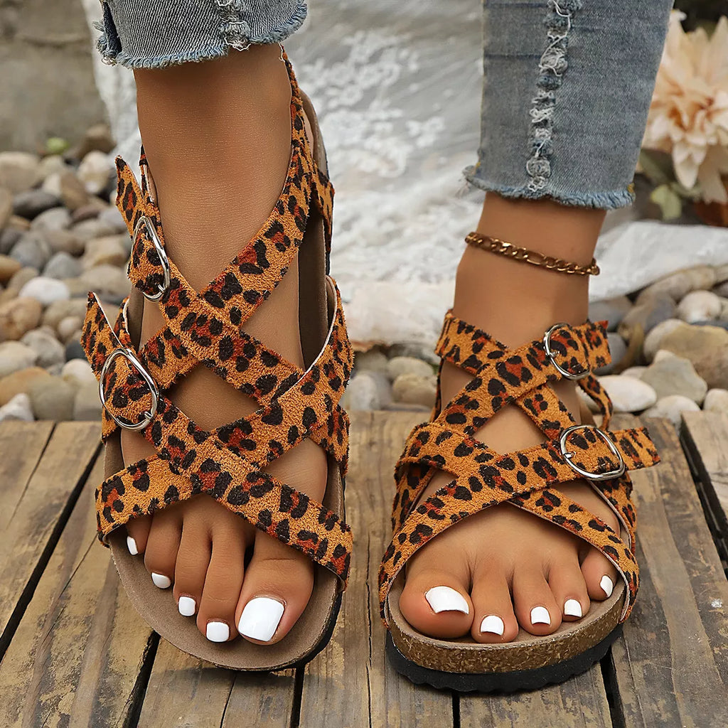 Leopard Buckle Platform Sandals | Tigbuls Variety Fashion Shop