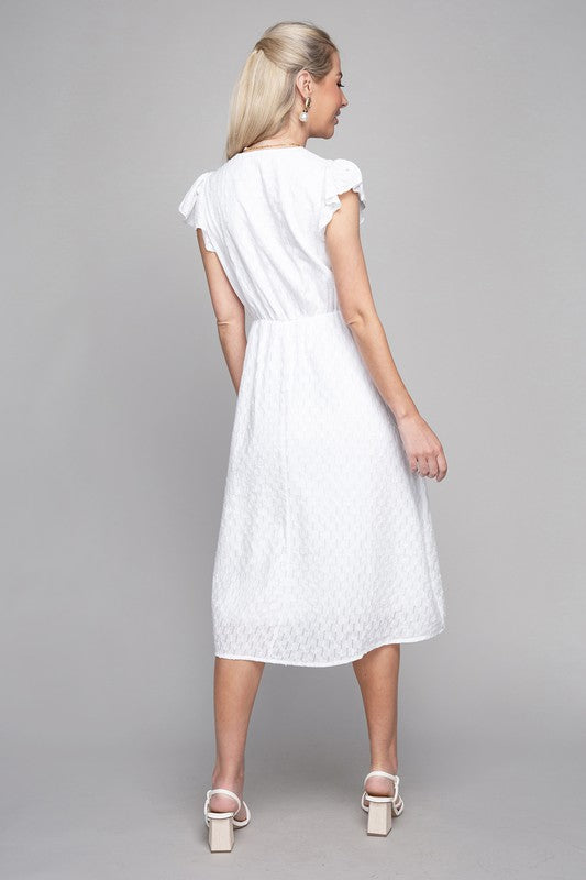 V neck embroidered eyelet dress - Tigbul's Variety Fashion Shop