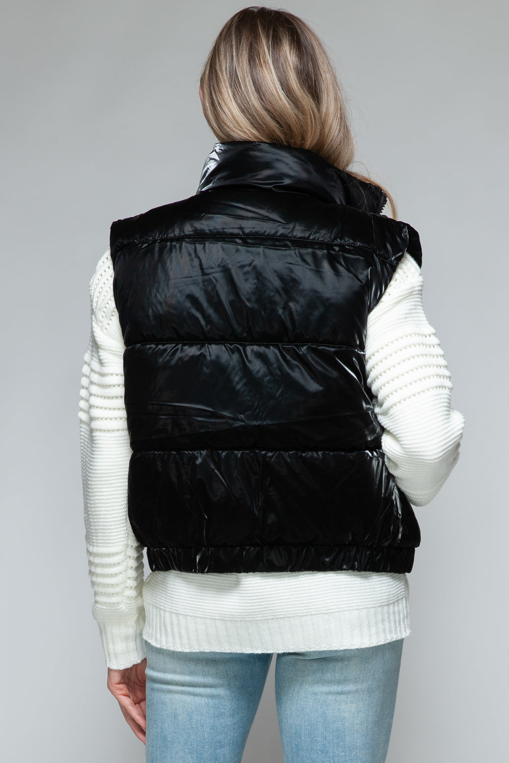 Black Fine Faux Fur Lining Quilted Vest - Tigbul's Variety Fashion Shop