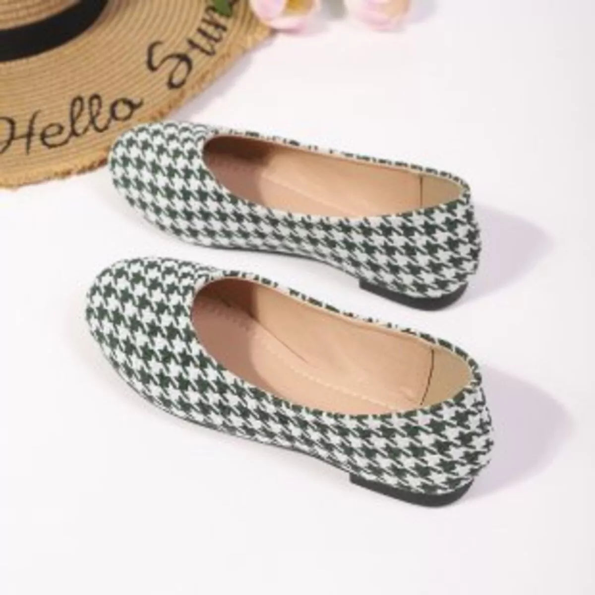 Houndstooth Pattern Slip-Ons - Tigbul's Variety Fashion Shop