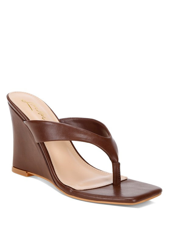 Amilta Square Toe Thong Wedge Heel Sandals | Tigbuls Variety