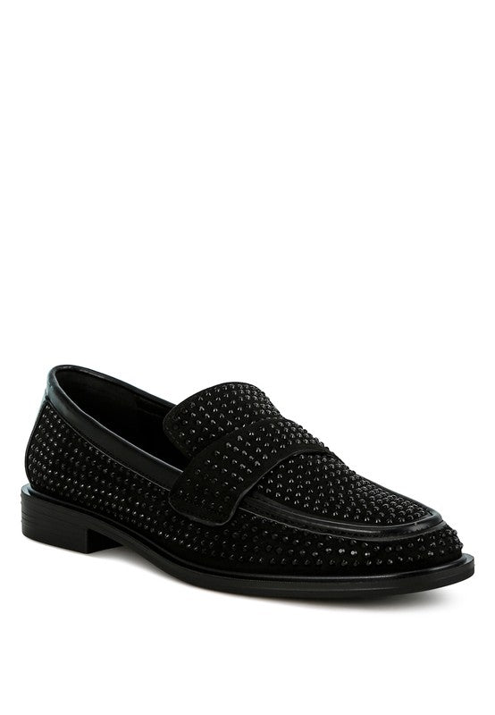 Hobbs Rhinestones Embellished Loafers - Tigbul's Variety Fashion Shop