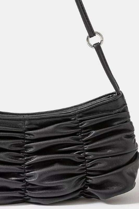Fame Segmented Pleated Faux Leather Hand Bag - Tigbul's Variety Fashion Shop