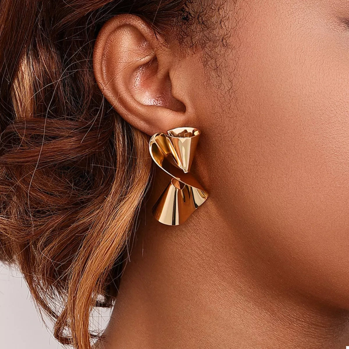 18K Gold-Plated Twist Earrings - Tigbul's Variety Fashion Shop