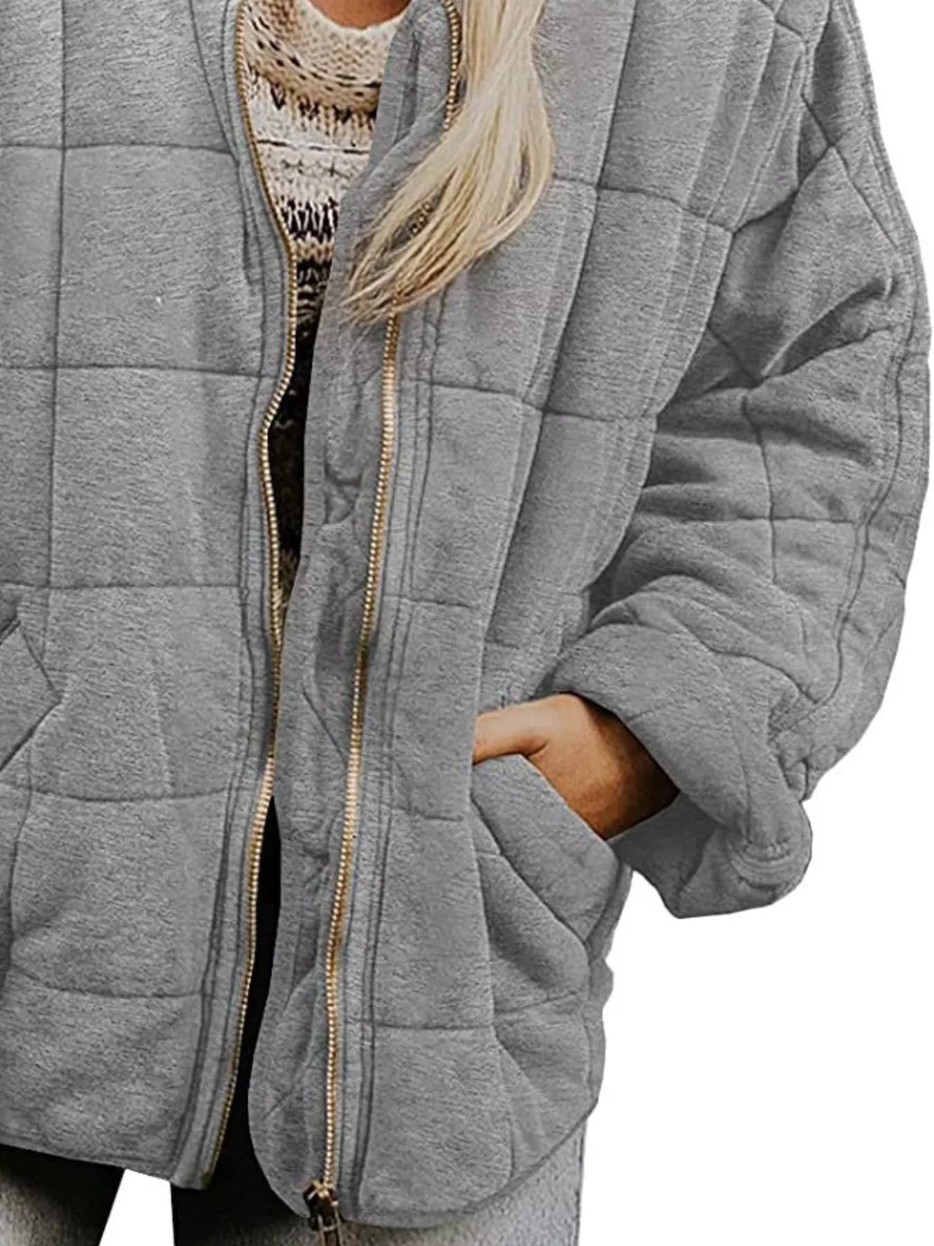 Quilted Zip Up Outerwear - Tigbul's Variety Fashion Shop
