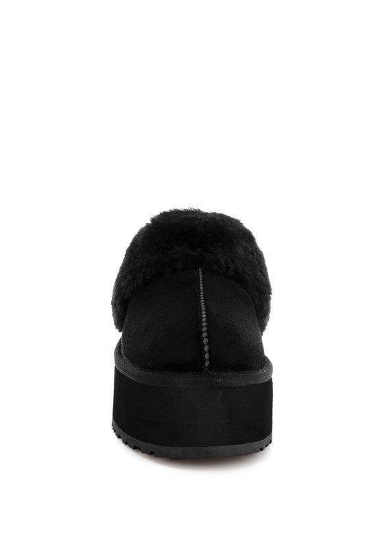 Kutchu Faux Fur Trim Platform Classic Slingback - Tigbul's Variety Fashion Shop