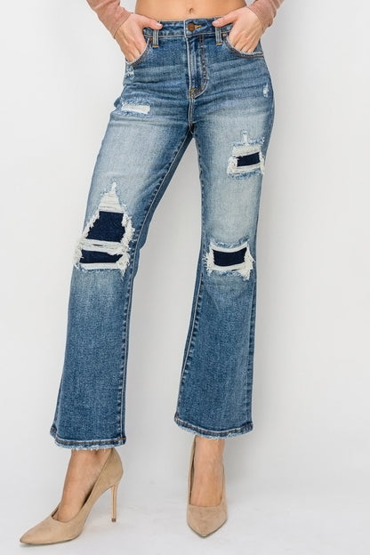 Risen Full Size High Rise Distressed Ankle Flare Jeans - Tigbul's Variety Fashion Shop