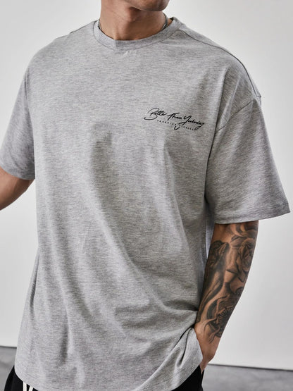 Men's Plus Size Letter Graphic Round Neck Half Sleeve T-Shirt - Tigbul's Variety Fashion Shop