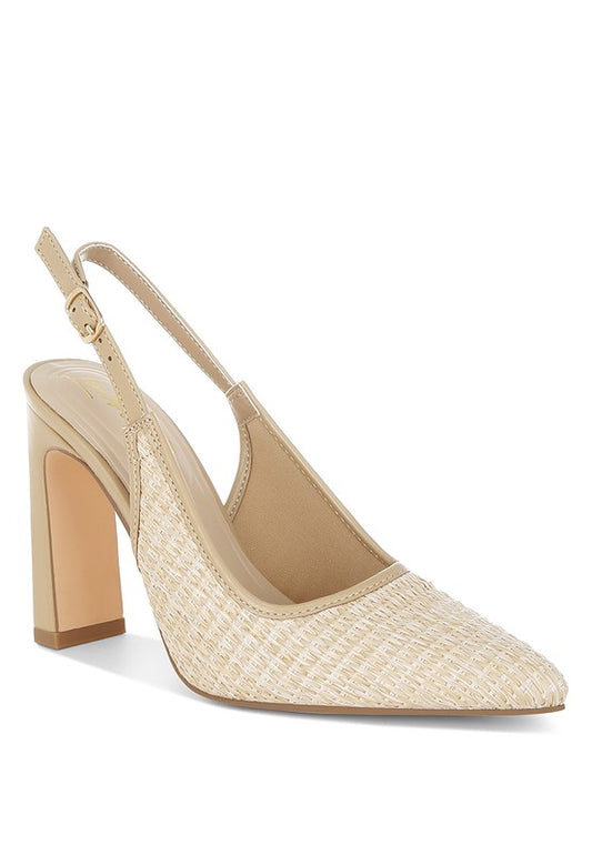 Alzbeta Raffia Pointy Toe Slingback Pumps - Tigbul's Variety Fashion Shop