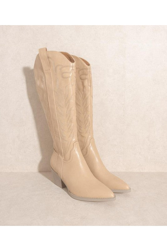 Embroidered Western Knee-High Boots - Tigbuls Variety Fashion