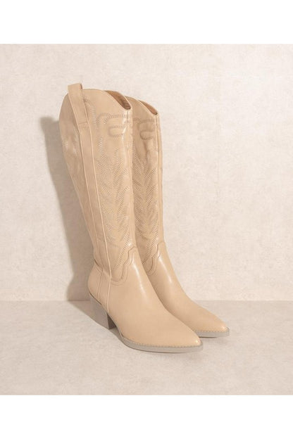 SAMARA-EMBROIDERY WESTERN KNEE HIGH BOOTS - Tigbul's Variety Fashion Shop