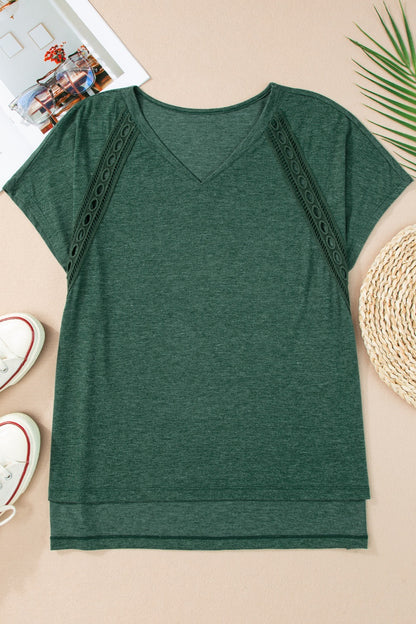Heathered V-Neck Short Sleeve T-Shirt - Tigbuls Variety Fashion