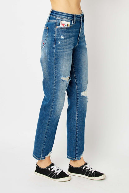 Judy Blue Distressed Slim Medium Blue Jeans Sz. 0 - 24W | Tigbuls