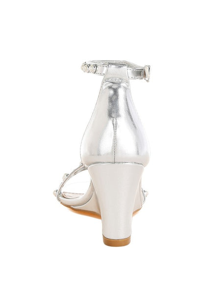 Jumera Metallic Pearl Embellished Wedges - Tigbul's Variety Fashion Shop