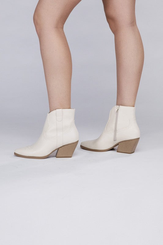 Side Zip Western Ankle Booties - Tigbuls Variety Fashion