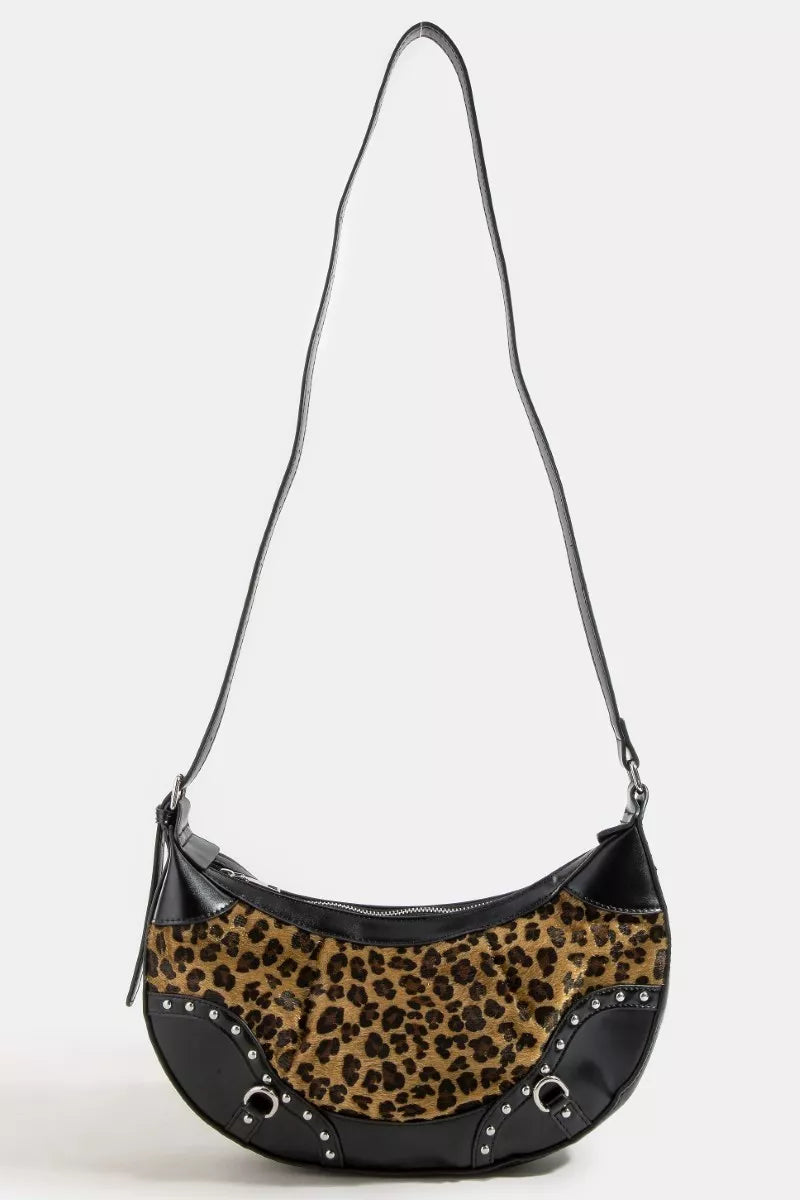 Leopard Print Half Moon Shoulder Bag | Tigbuls Variety Fashion