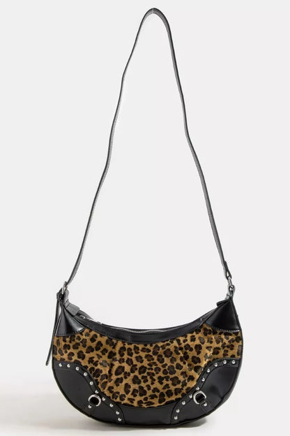 Leopard Print Half Moon Shoulder Bag | Tigbuls Variety Fashion
