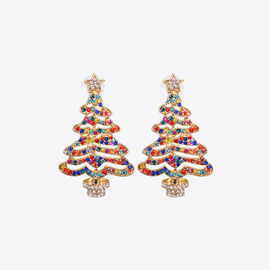 Rhinestone Alloy Christmas Tree Earrings - Tigbul's Variety Fashion Shop