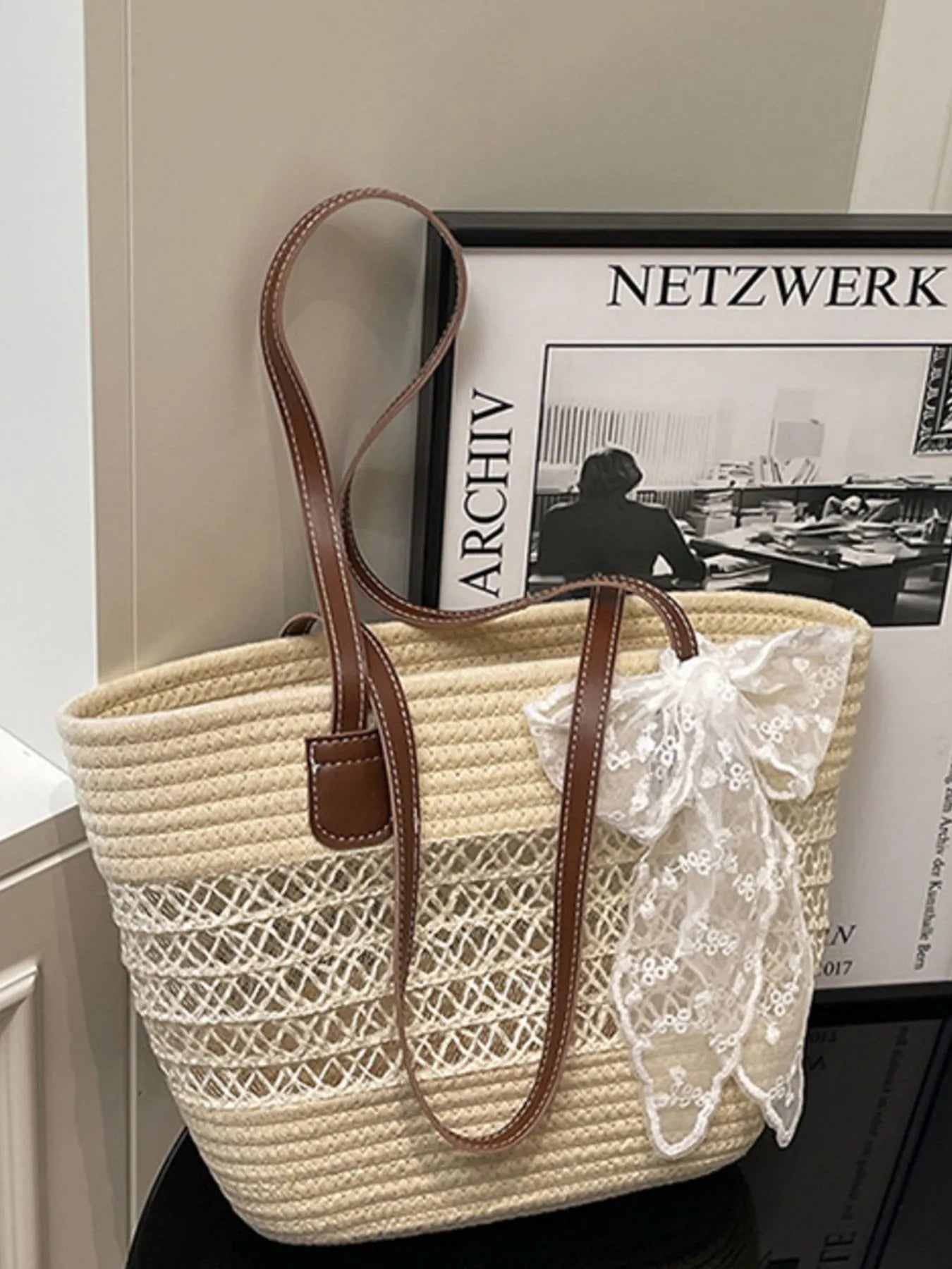 Woven Straw Shoulder Bag - Tigbul's Variety Fashion Shop