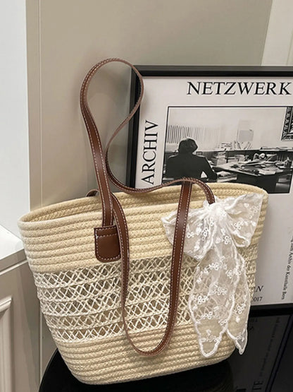Woven Straw Shoulder Bag - Tigbul's Variety Fashion Shop