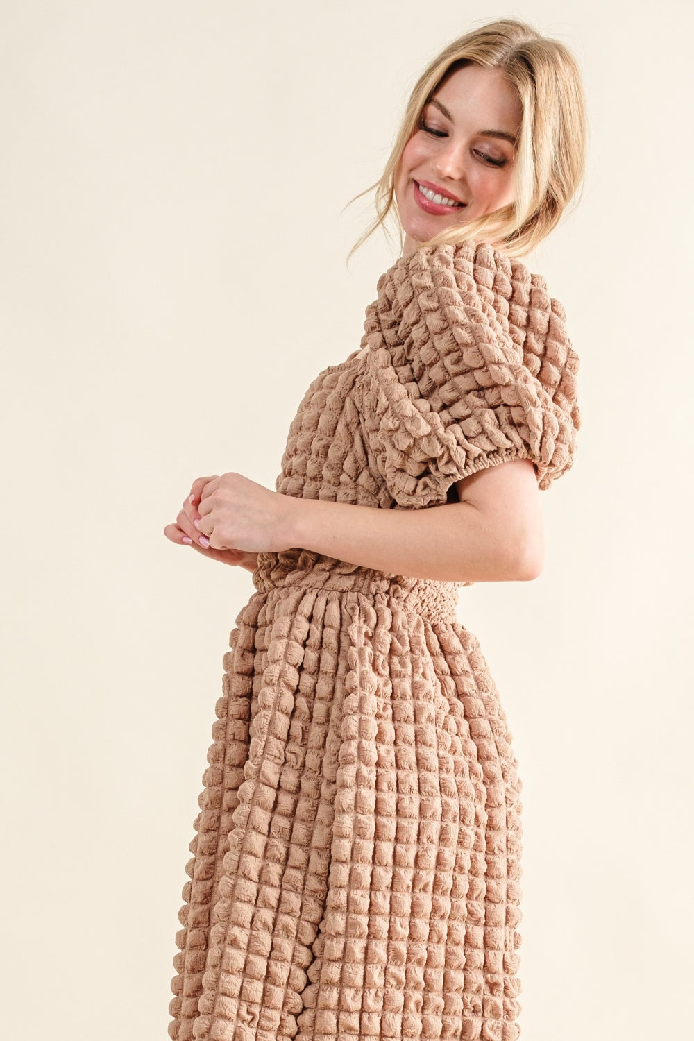 And The Why Full Size Square Neck Puff Sleeve Dress - Tigbul's Variety Fashion Shop