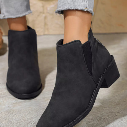 Point Toe Block Heels Ankle Boots - Tigbul's Variety Fashion Shop