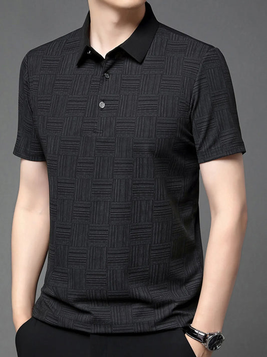 Men's Plus Size Texture Short Sleeve Polo - Tigbul's Variety Fashion Shop