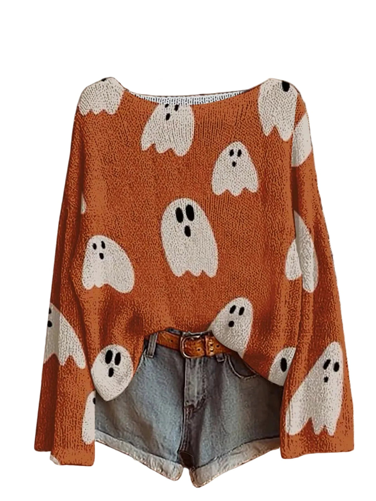 Halloween Graphic Boat Neck Sweater Sizes Small up to 5XL | Tigbuls