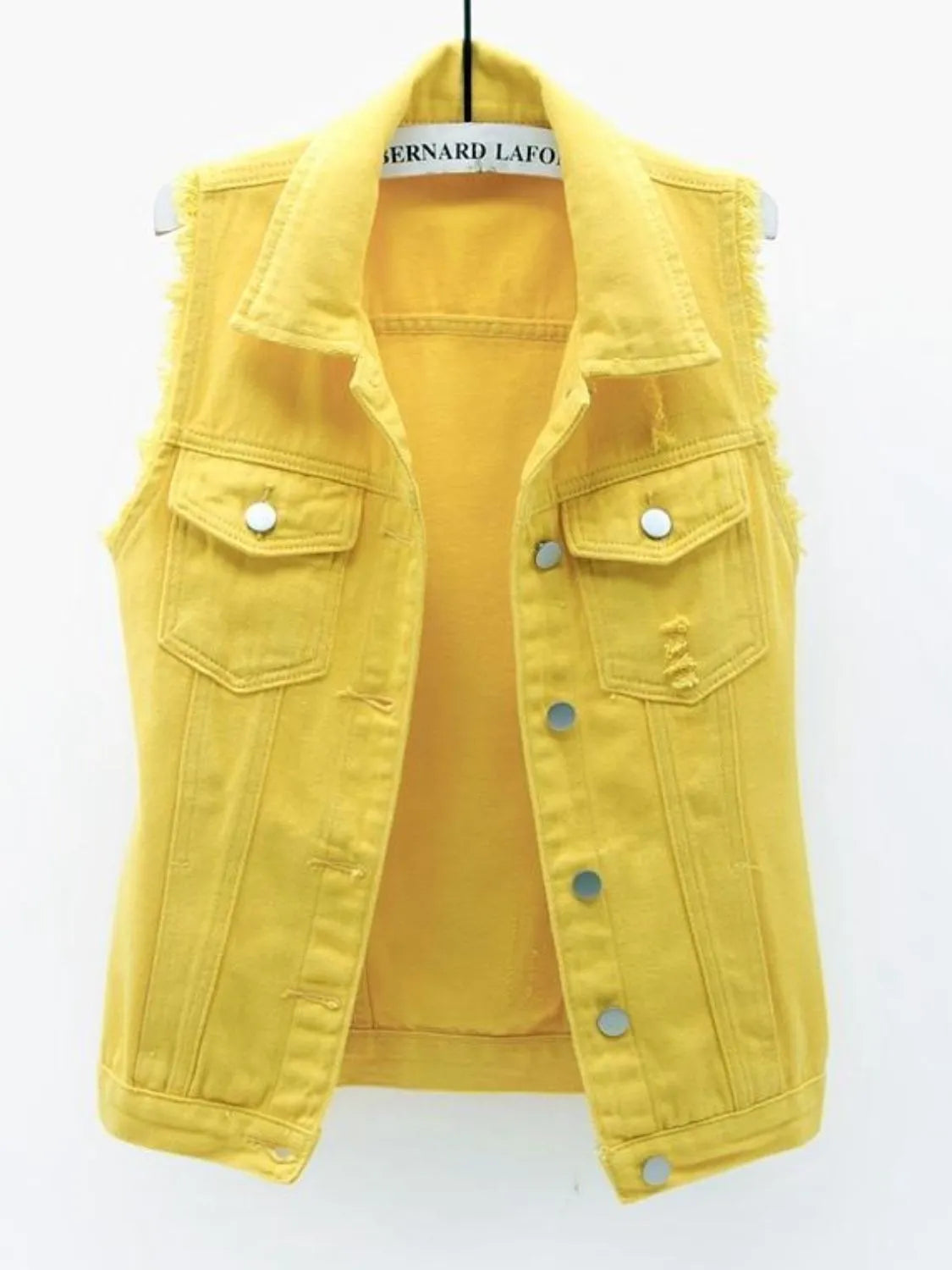 Full Size Sleeveless Frayed Denim Vest Jacket Plus Size - Tigbul's Variety Fashion Shop