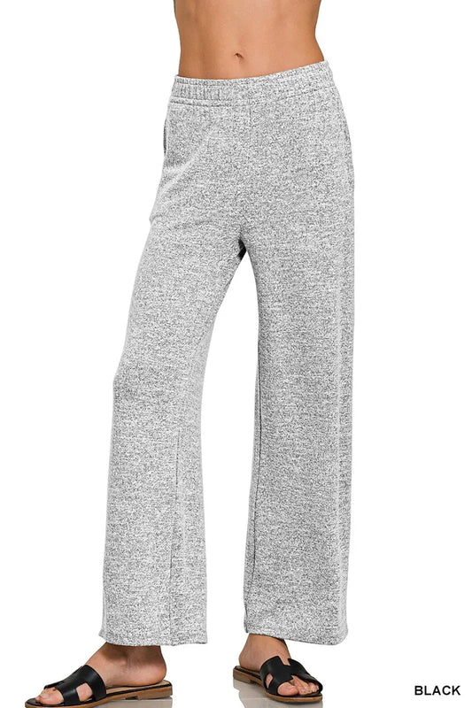 Zenana Soft Melange Hacci Elastic Waistband Lounge Pants - Tigbul's Variety Fashion Shop