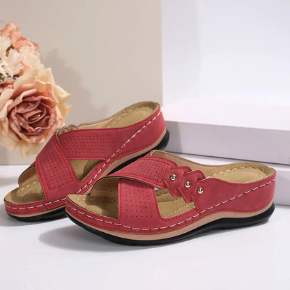 Crisscross Open Toe Wedge Sandals - Tigbul's Variety Fashion Shop
