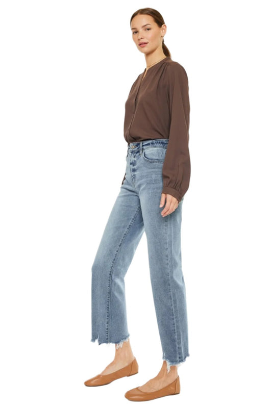 Size US 7 Kancan High Rise Slim Wide Leg Jeans - Tigbul's Variety Fashion Shop