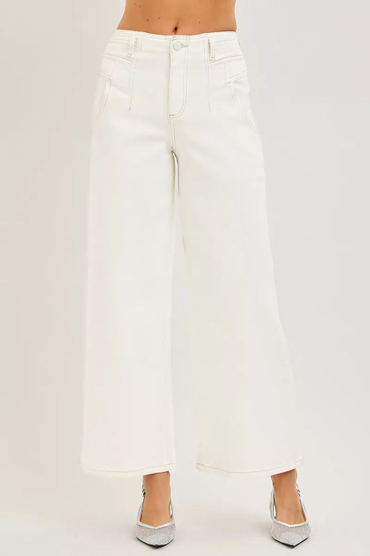 RISEN High Rise Ankle Wide Pants - Tigbul's Variety Fashion Shop