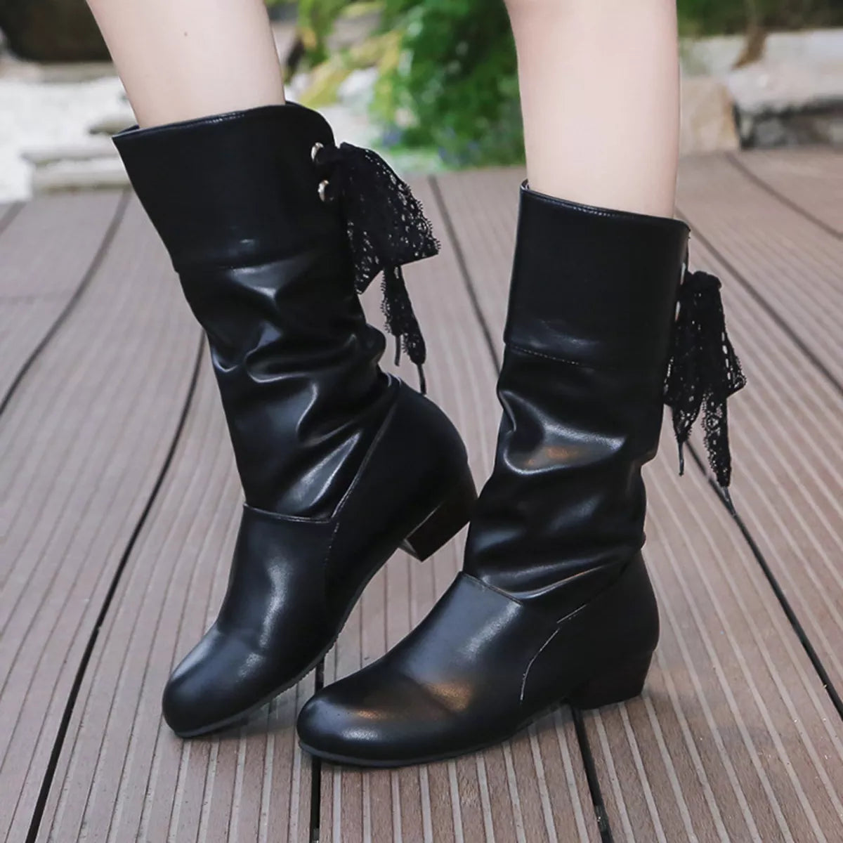 Round Toe Block Heels Boots - Tigbul's Variety Fashion Shop