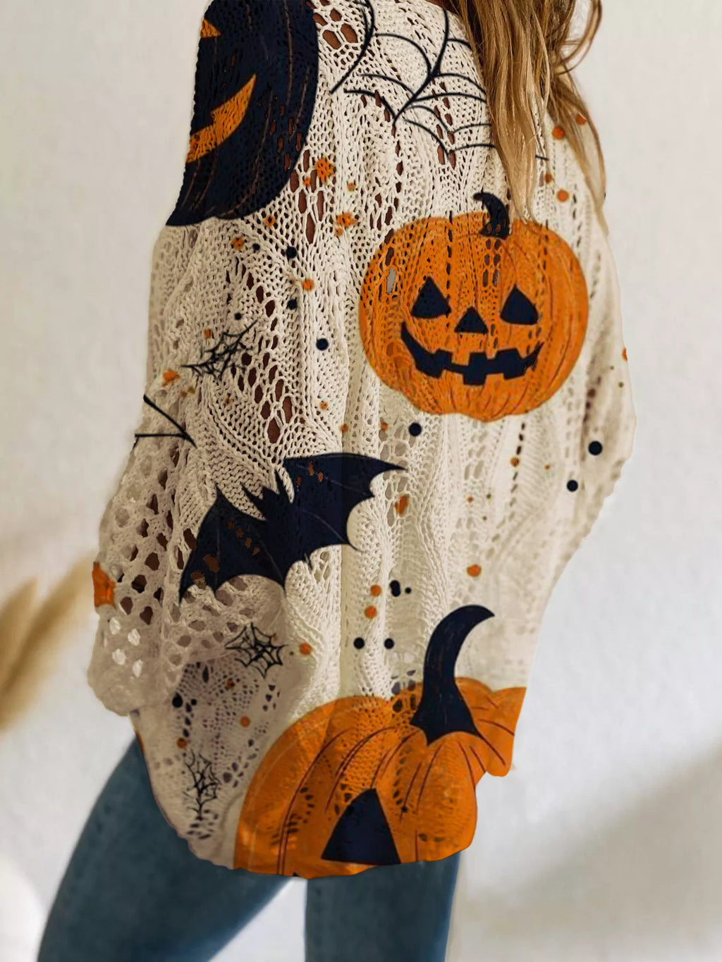 Halloween Pumpkin Loose Knit Cover Up Small up to Plus Size | Tigbuls