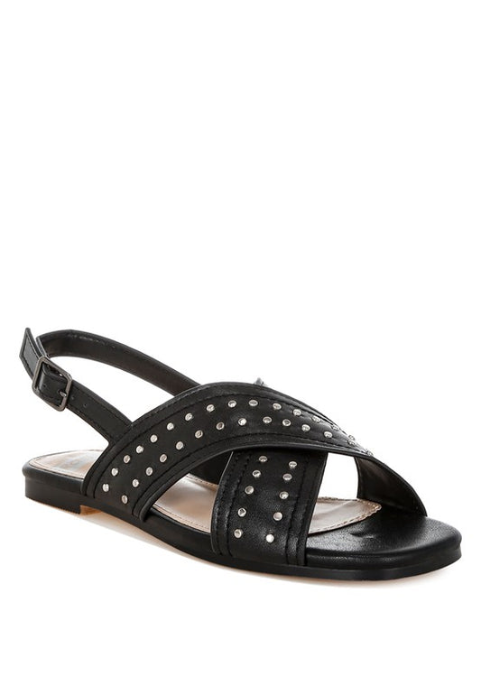 Calluna Stud Embellished Buckled Flats - Tigbul's Variety Fashion Shop