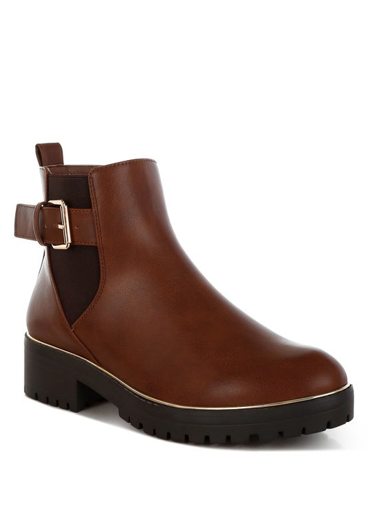 Antorin Chunky Buckle Detail Ankle Boots - Tigbul's Variety Fashion Shop