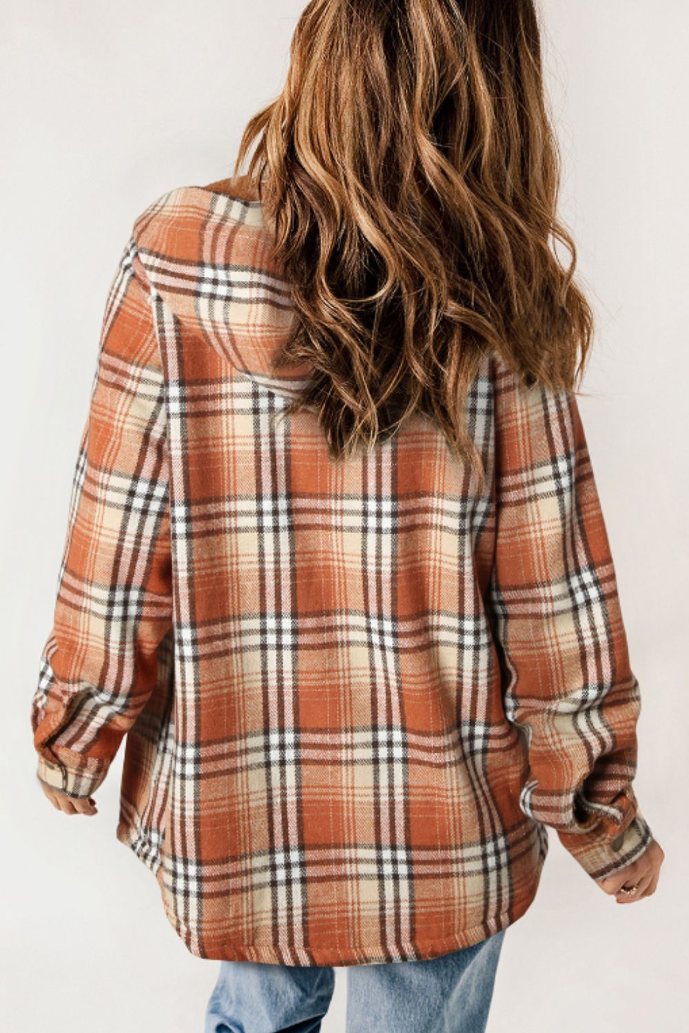 Plaid Button Up Long Sleeve Hooded Jacket - Tigbul's Variety Fashion Shop