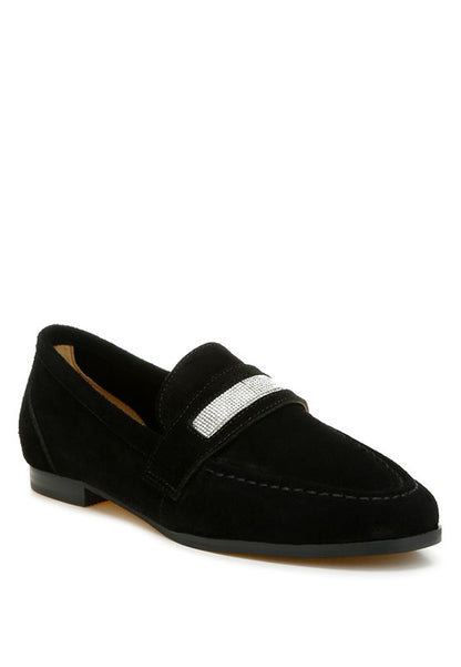 New Ode Rhinestone Penny Strap Loafers Loafers - Tigbul's Variety Fashion Shop