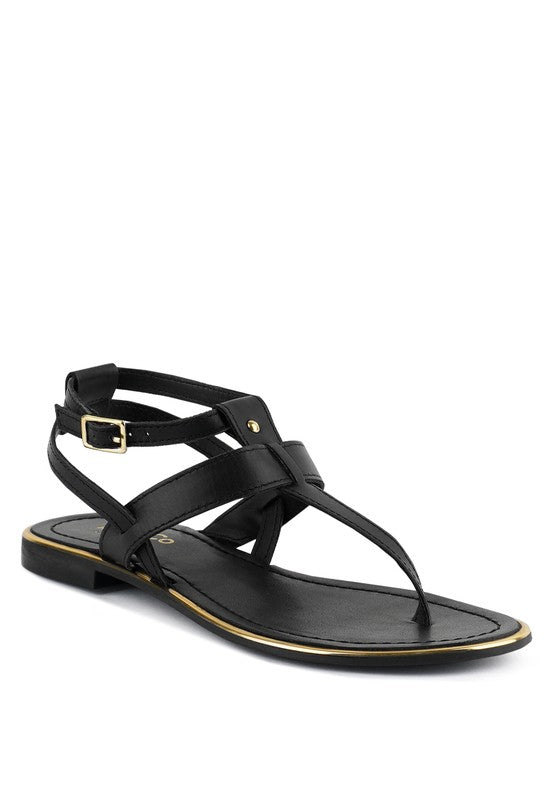 Rag & Co Irene Flat Leather Thong Sandals - Tigbuls Variety Fashion