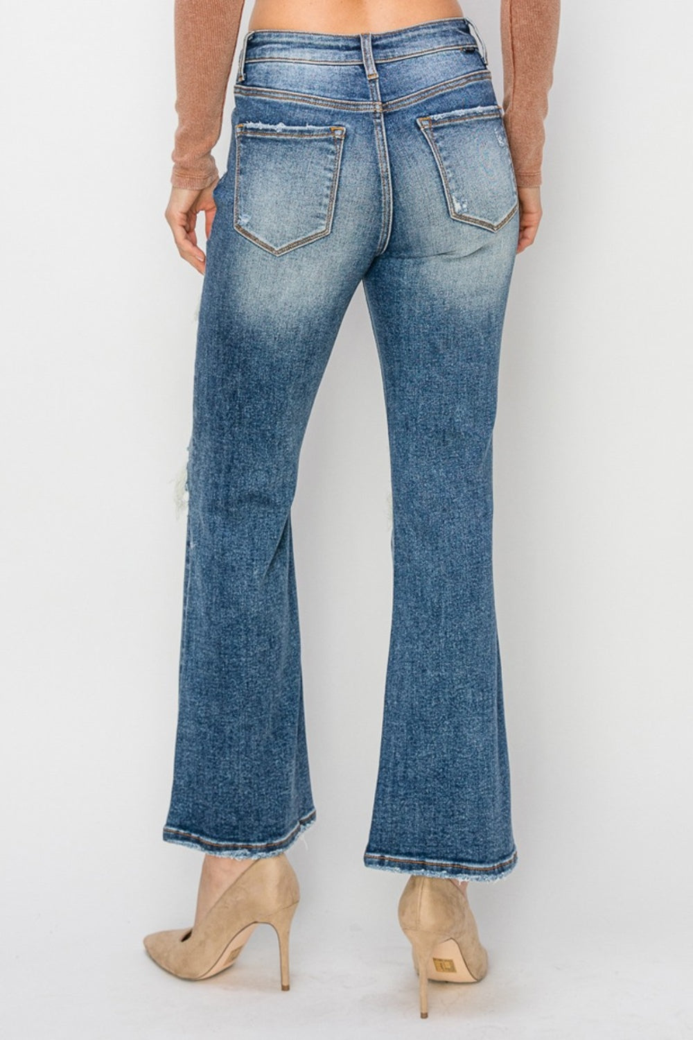 Risen Full Size High Rise Distressed Ankle Flare Jeans - Tigbul's Variety Fashion Shop