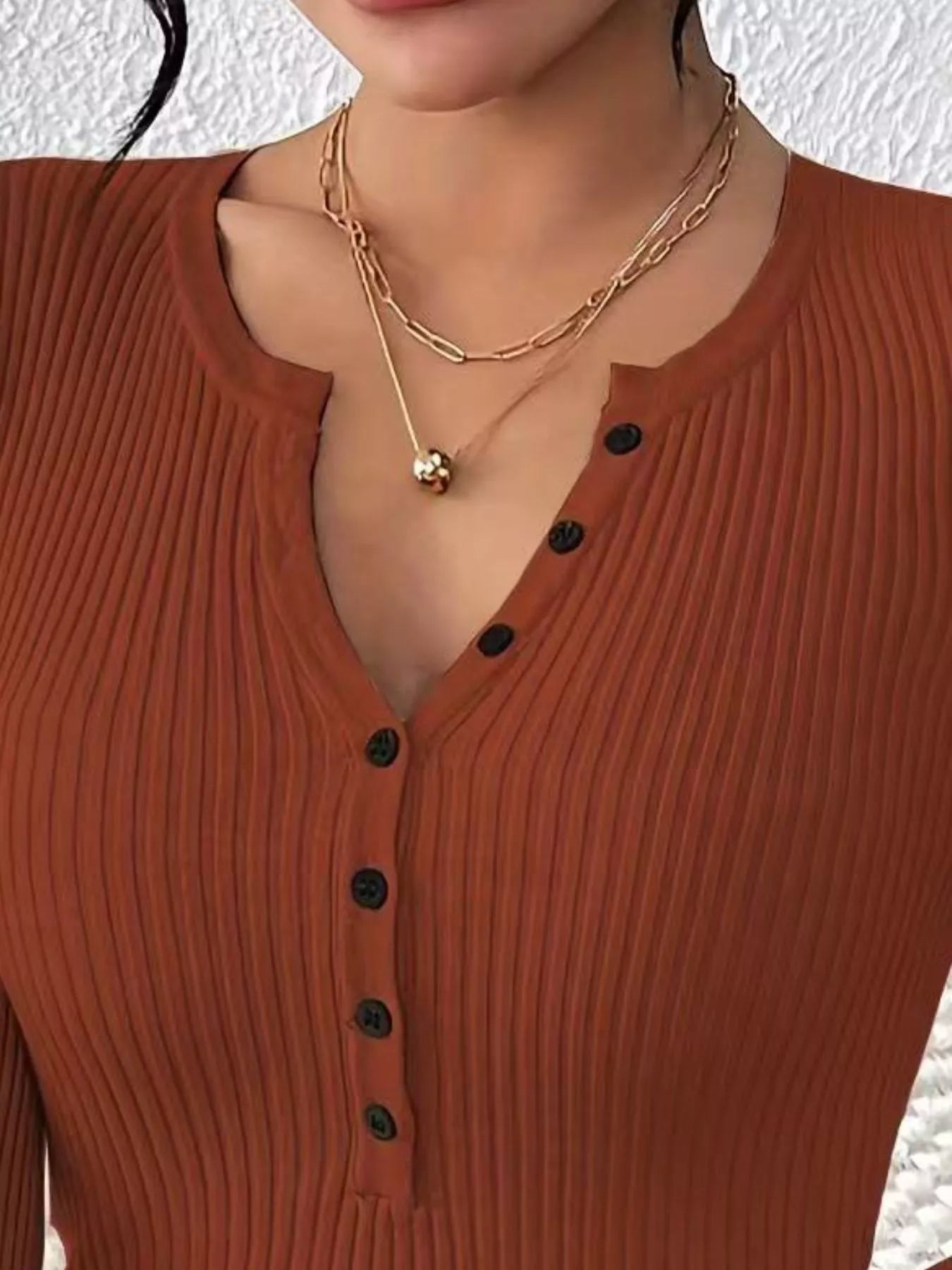 Ribbed Knit Button Front Knit Top - Tigbul's Variety Fashion Shop