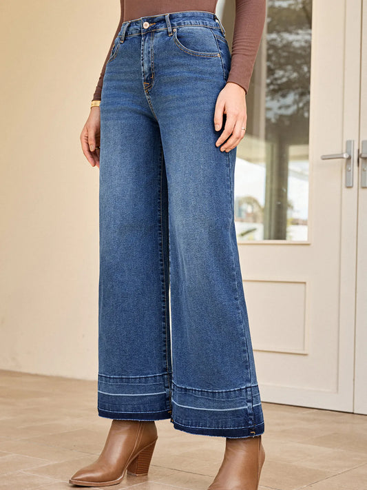 High Waist Wide Leg Washed Jeans - Tigbul's Variety Fashion Shop