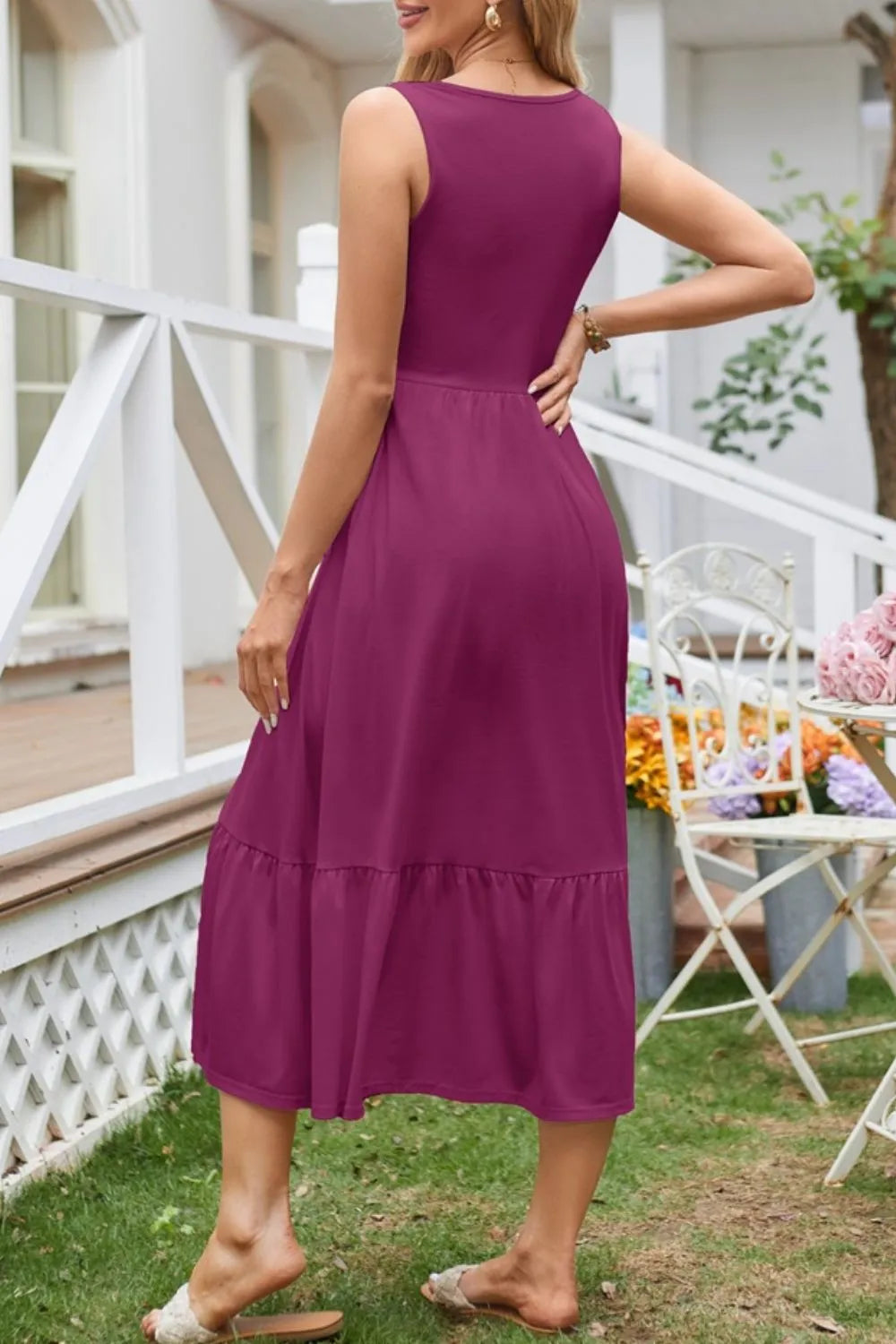 Round Neck Wide Strap Tank Dress - Tigbul's Variety Fashion Shop