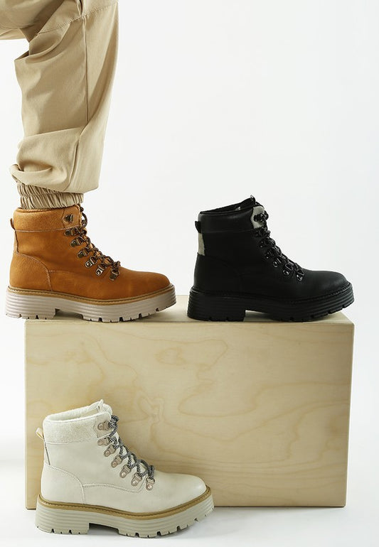 Boskoff Lace-Up Chunky Warm Ankle Boots - Tigbul's Variety Fashion Shop