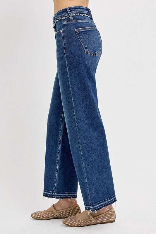 Dark Blue Tummy Control Bootcut Jeans - Tigbul's Variety Fashion Shop