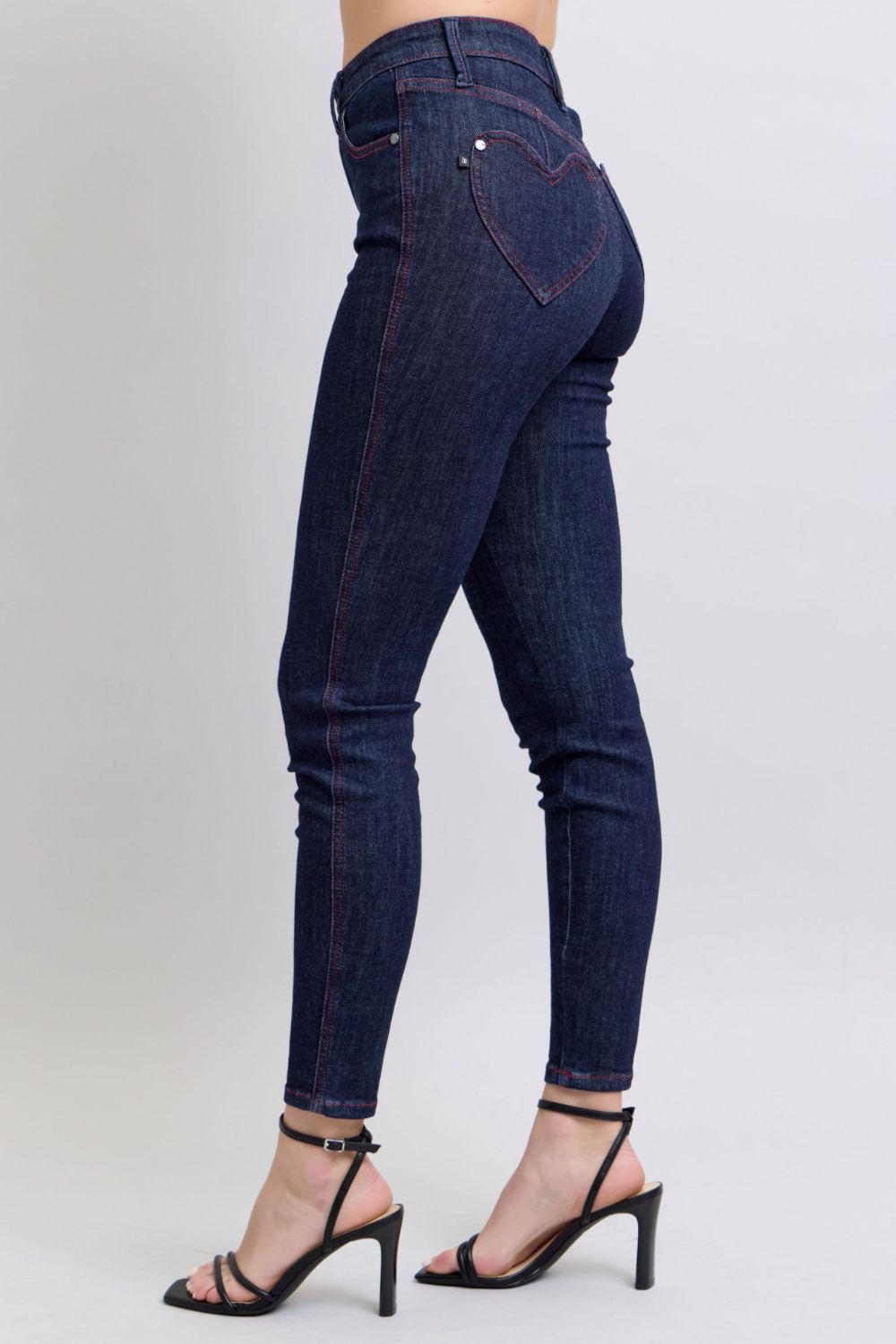 Judy Blue Full Size Heart Shaped Back Pockets Skinny Jeans - Tigbul's Variety Fashion Shop